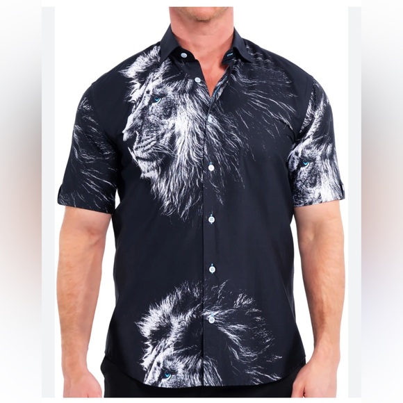 Maczoo Galileo Lionface Black Short Sleeve Shirt XXL - Picture 1 of 9